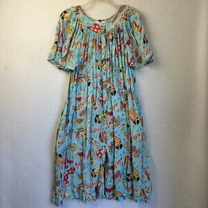 Go Softly robe patio dress‎ women S blue latin american music dance short sleeve
